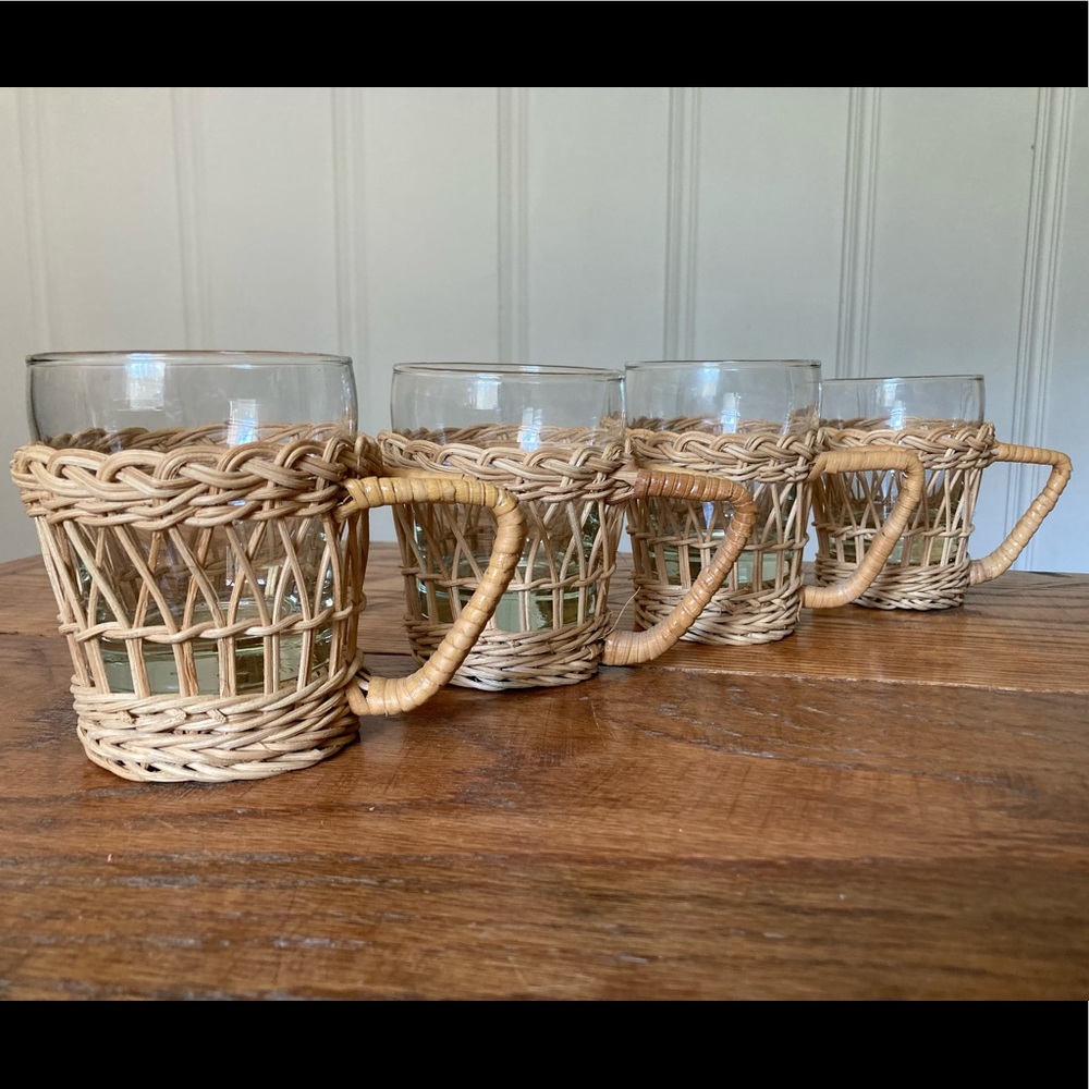 Set of Four Wicker Glassware